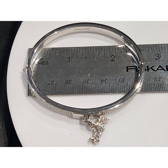 Coach Pavé Crystal Horse & Carriage Silver-tone Hinged Bracelet Charm Bangle - Picture 7 of 9